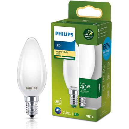 LED E14 svíčka B35 2.3W (40W) matná 485lm 2700K energetická třída A