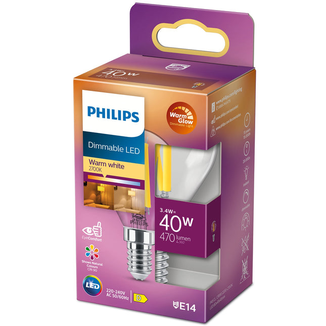 LED E14 Globe 3,4W (40W) Klar Dimmbar WarmGlow 470