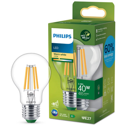 LED E27 Normal 2,3 W (40 W) Transparent 485 lm 2700 K Classe énergétique A