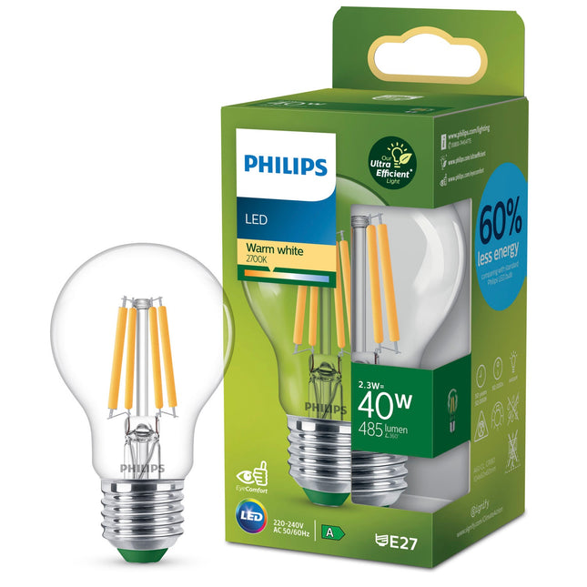 LED E27 Normal 2,3W (40W) Klar 485lm 2700K Energieklasse A