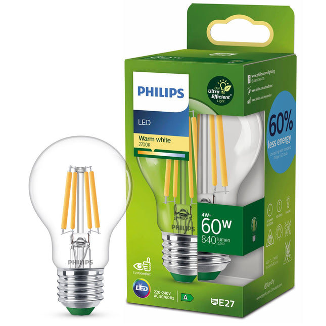 LED E27 Normal 4W (60W) Klar 840lm 2700K Energieklasse A