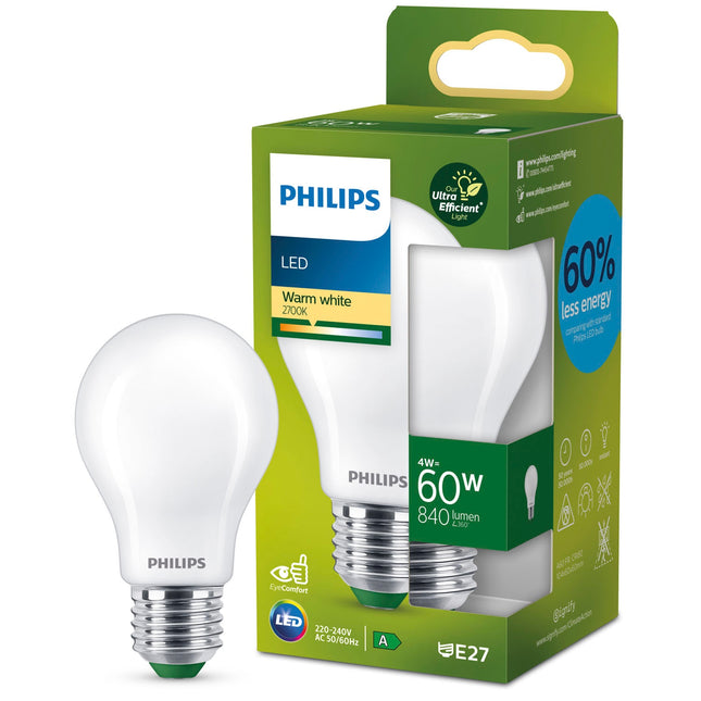 LED E27 Normal 4W (60W) Matt 840lm 2700K Energieklasse A