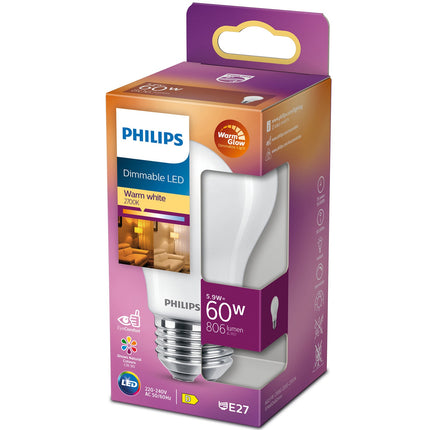 Ampoule LED E27 normale 60 W, givrée, intensité variable, 806 lm