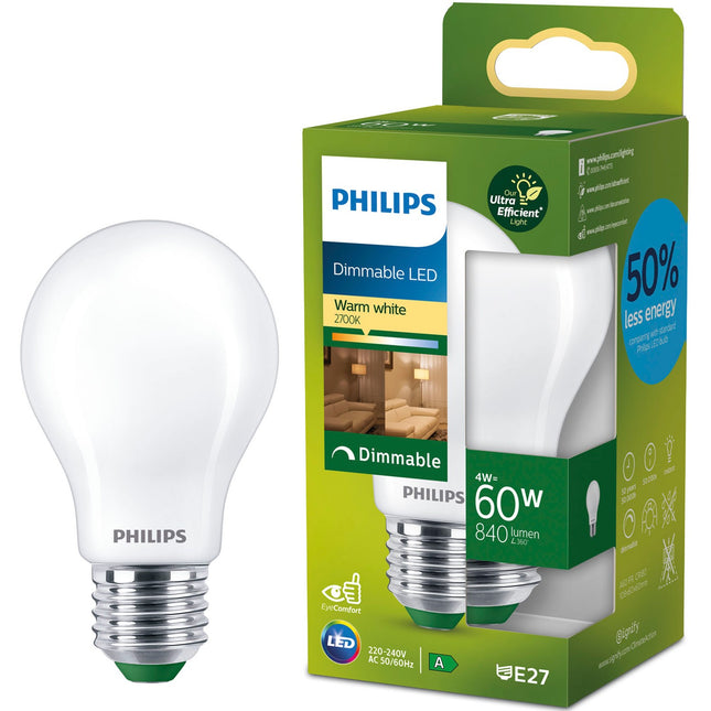 LED E27 Normal A60 4W (60W) Mattiert 840lm Dimmbar 2700K Energieklasse A