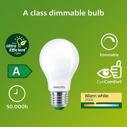 LED E27 Normal A60 4W (60W) Mattiert 840lm Dimmbar 2700K Energieklasse A