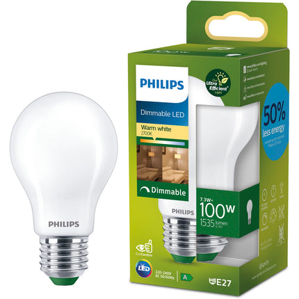 LED E27 Normal A60 7,3W (100W) Matt 1535lm Dimmbar 2700K Energieklasse A