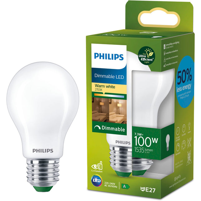 LED E27 Normal A60 7,3W (100W) Matt 1535lm Dimmbar 2700K Energieklasse A