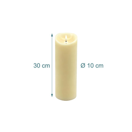 LED svíčka bez plamene, válcová, 30cm, povrch z pravého vosku