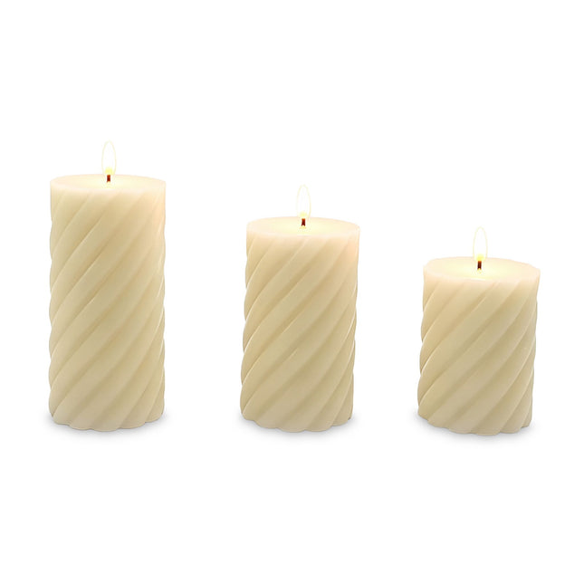 LED-Kerzenset aus Echtwachs, flammenlos, 3 Größen