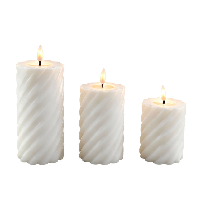 Flammenloses LED-Kerzenset aus Echtwachs – 3 Größen