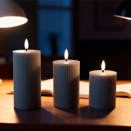 LED svíčky bez plamene z pravého vosku, sada 3 ks