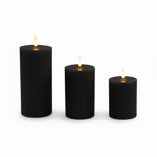 LED-Echtwachskerzen ohne Flamme, 3er-Set