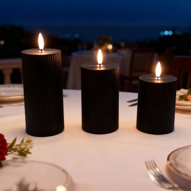 LED-Echtwachskerzen ohne Flamme, 3er-Set
