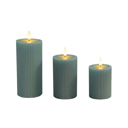 LED-Echtwachskerzen ohne Flamme, 3er-Set