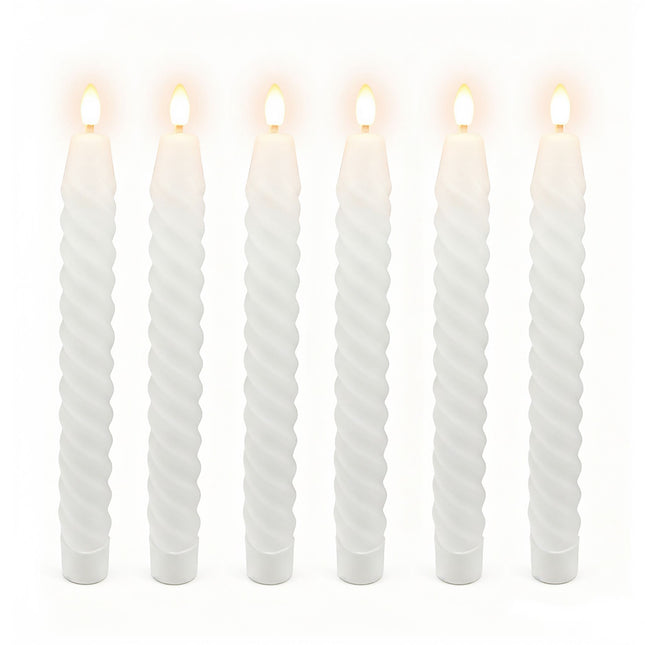 LED Flammenlose Stabkerzen, Echtes Wachs, 6er-Set