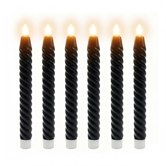 Flammenlose LED Stabkerzen, Echtwachs, 6er-Set