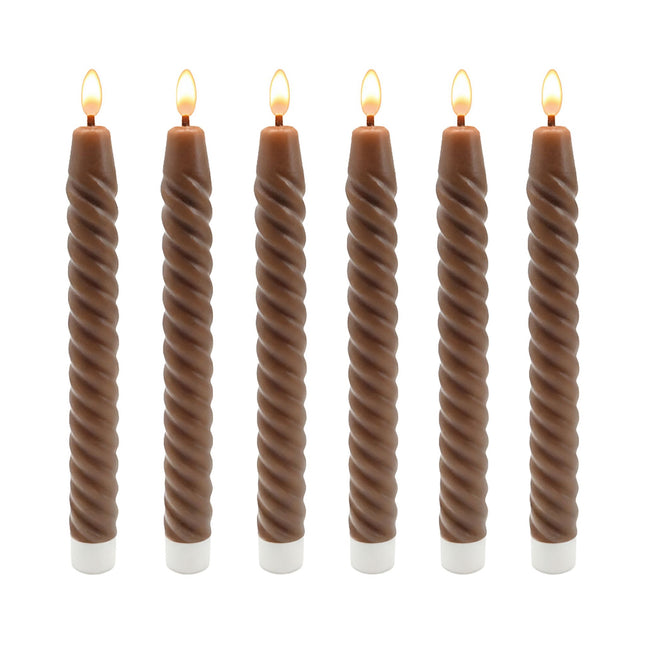 LED Flameless Taper Candles, Real Wax, Set of 6