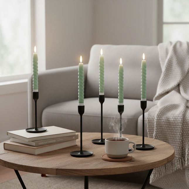 LED-Kerzenstumpen, flammenlos, Echtwachs, 6er-Set