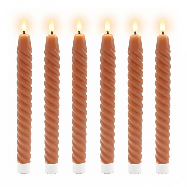 Flammenlose LED-Stabkerzen, Echtwachs, 6er-Set