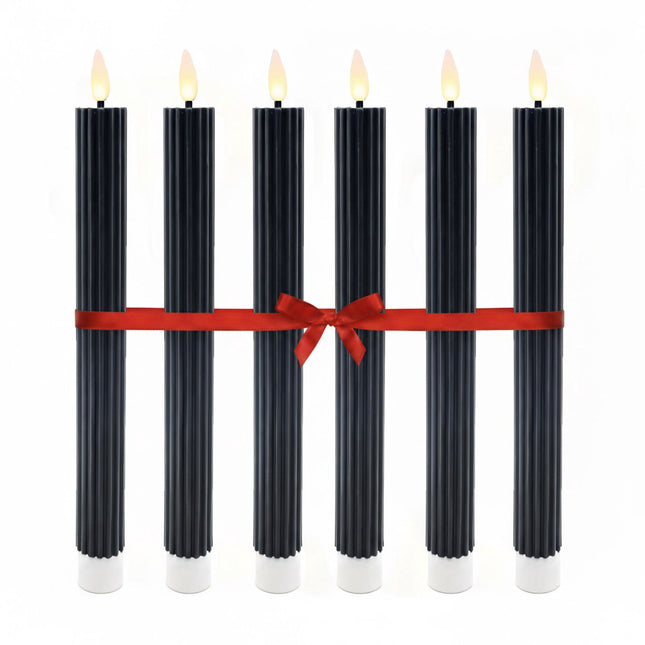 LED-Stabkerzen, flammenlos, Echtwachs, 6er-Set