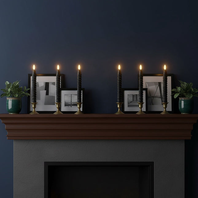 Flammenlose LED Stabkerzen, Echtwachs, 6er-Set