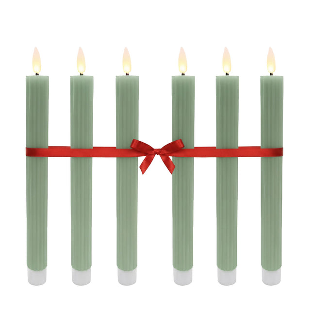 LED-Stabkerzen ohne Flamme, aus Echtwachs, 6er-Set