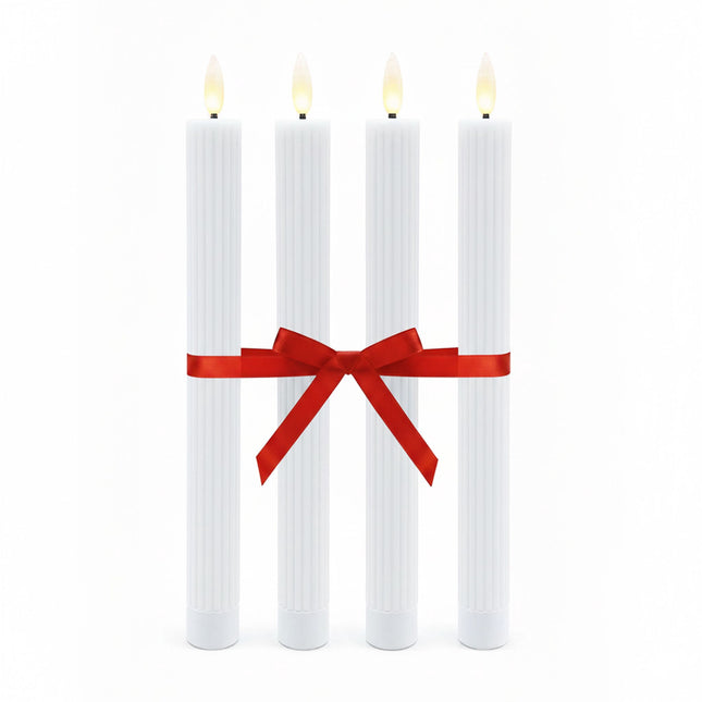LED-Flammenlose Wachs-Stabkerzen, 4er-Set mit Timer
