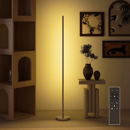 LED stojací lampa, stmívatelná 3000-6000K, dálkové ovládání, 150 cm