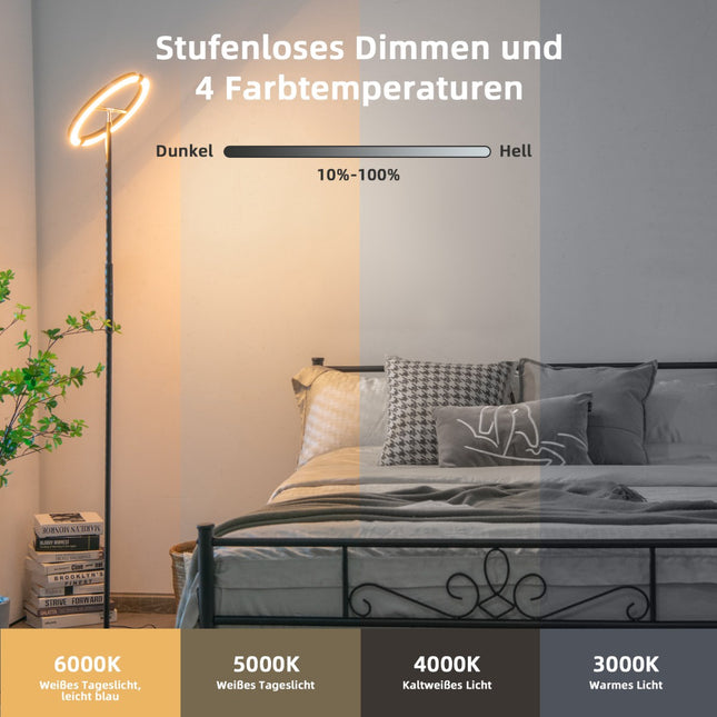LED Floor Lamp – Dimmable 3000-6000K, Remote Control