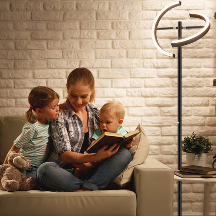 LED Floor Lamp, Dimmable Touch Control, Black Metal