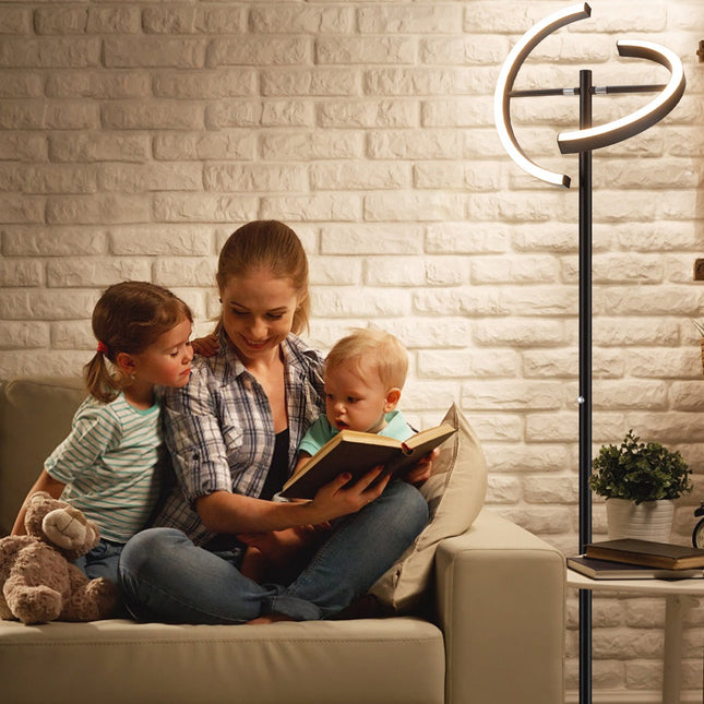 LED-Stehleuchte, dimmbar über Touch-Steuerung, schwarzes Metall