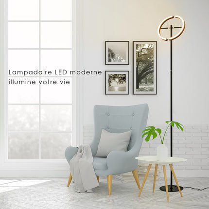 LED Floor Lamp, Dimmable Touch Control, Black Metal