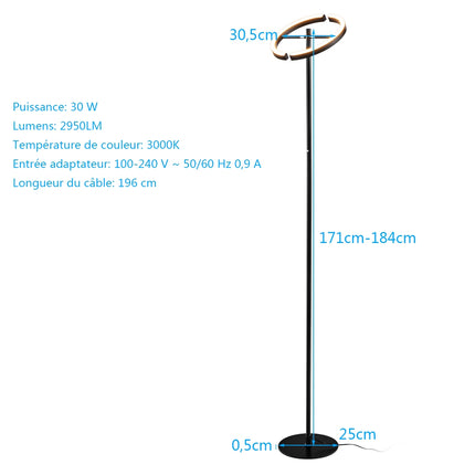 LED Floor Lamp, Dimmable Touch Control, Black Metal