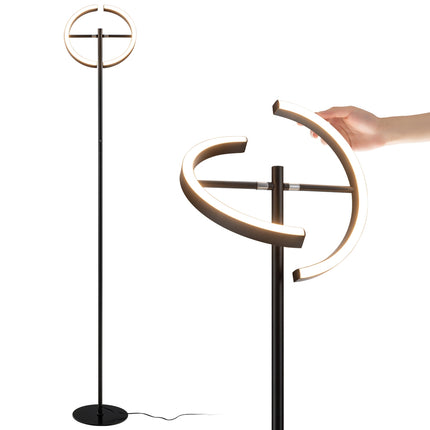 LED Floor Lamp, Dimmable Touch Control, Black Metal