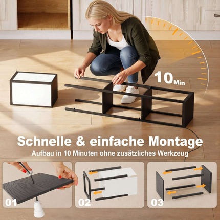LED-Stehlampe mit 3 Ablagen, dimmbar, USB, Steckdose, Schwarz