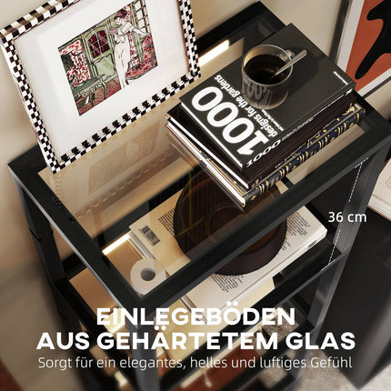 LED-Stehlampe mit 4 Glasablagen, Fußschalter