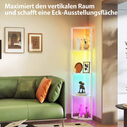 LED Floor Lamp with Shelves, RGB Lighting, Remote Control