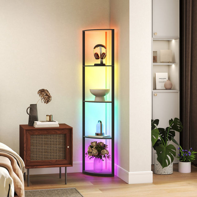 LED-Stehlampe mit Regal, RGB, Fernbedienung