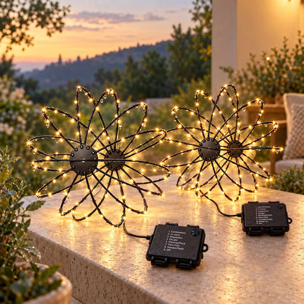 LED Globe Light Set of 2 with 120 LEDs, Battery Operated, 8 Modes, IP44