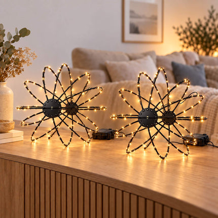 LED Globe Light Set of 2 with 120 LEDs, Battery Operated, 8 Modes, IP44