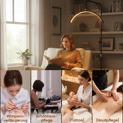 LED-Wimpernlampe Halbmond, Handyhalterung, Höhenverstellbar