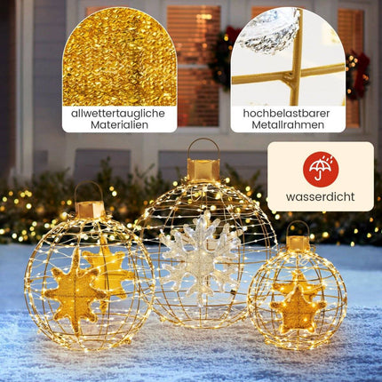 LED Light Balls Set, Indoor/Outdoor, 732 LEDs, 3 Sizes