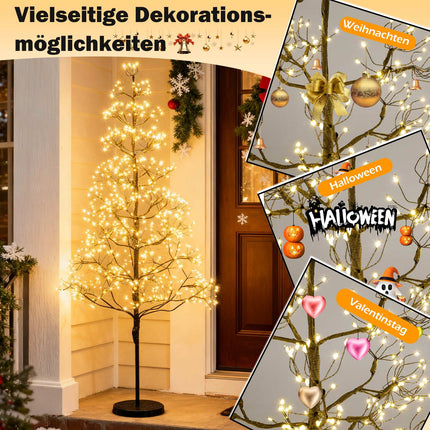 LED Lichterbaum 150 cm, 1000 warmweiße LEDs, Zementfuß