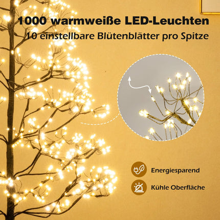 LED Lichterbaum 150 cm, 1000 warmweiße LEDs, Zementfuß