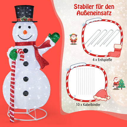 LED Lighted Snowman 150 CM, 180 Lights, Outdoor Stakes