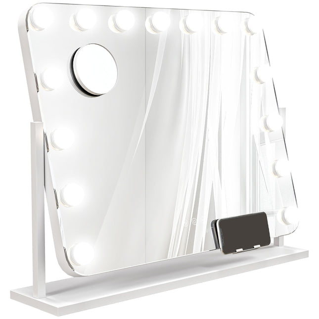 LED-Schminkspiegel – 3 Lichtmodi, dimmbar, USB, 62,5x49,5cm