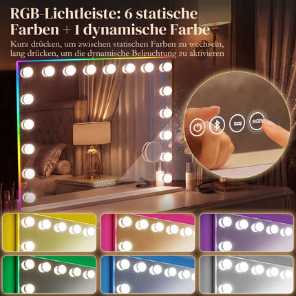 LED-Schminkspiegel mit Bluetooth, RGB, 10-facher Vergrößerung