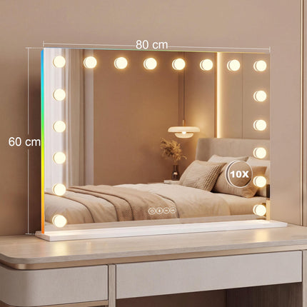 LED-Schminkspiegel mit Bluetooth, RGB, 10-facher Vergrößerung
