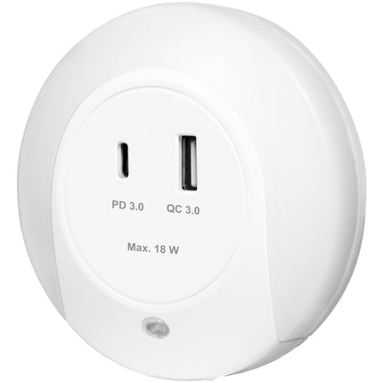 LED Night Light with Dusk Sensor and 18W USB Charger