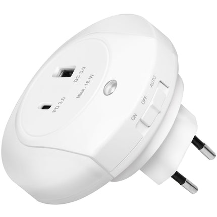 LED Night Light with Dusk Sensor and 18W USB Charger